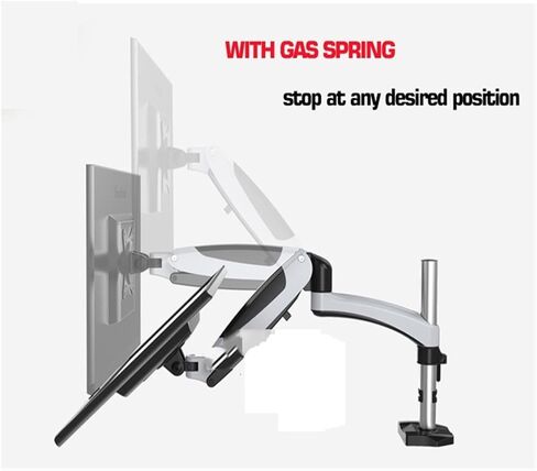 GST112 الألومنيوم 27 "5-16 كجم 360 تدوير 2 ذراع المشبك GROMMET غاز غاز غاز غاز LCD شاشة شاشة سطح المكتب مع القطب (GST112G-A) in Kuwait