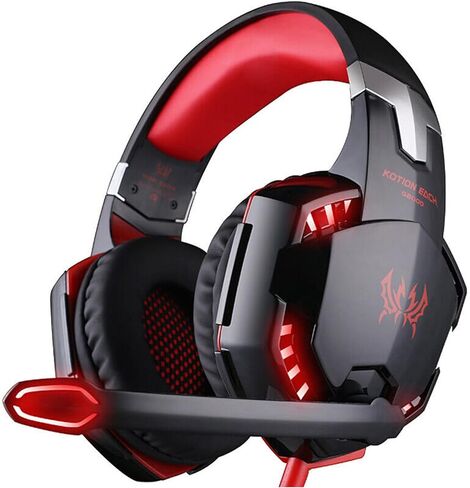 Gaming Headset, G2000 Over-Ear Gaming Headset,120-Degree Rotating Bass Noise Cancelling Mic,50mm Driver Unit,Skin-Friendly Breathable Over Ear Headphones with LED Lights for PC, Gamer - White in Kuwait