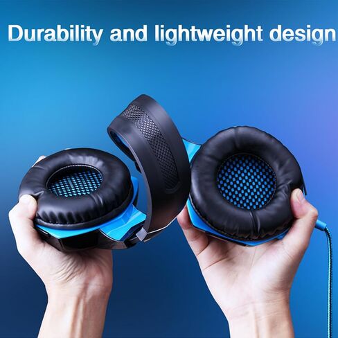 Gaming Headset, G2000 Over-Ear Gaming Headset,120-Degree Rotating Bass Noise Cancelling Mic,50mm Driver Unit,Skin-Friendly Breathable Over Ear Headphones with LED Lights for PC, Gamer - White in Kuwait