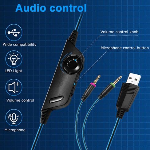 Gaming Headset, G2000 Over-Ear Gaming Headset,120-Degree Rotating Bass Noise Cancelling Mic,50mm Driver Unit,Skin-Friendly Breathable Over Ear Headphones with LED Lights for PC, Gamer - White in Kuwait
