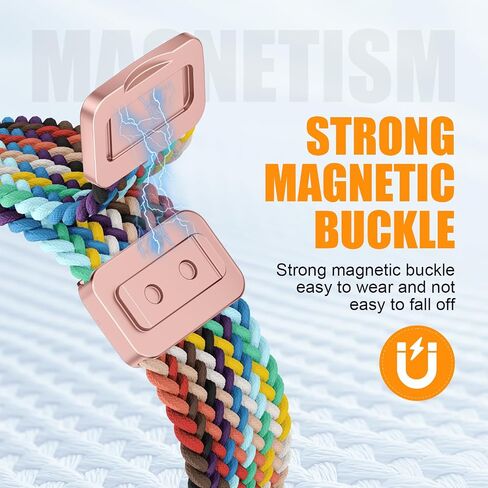 حلقة مغناطيسية مضفرة قابلة للتمدد - متوافقة مع سوار ساعة Apple 40 مم 41 مم 44 مم 45 مم iWatch Bands Ultra/2 49 مم 38 مم 42 مم للنساء والرجال، حزام نايلون منسوج مرن لسلسلة ساعات Apple 9 8 7 6 5 4 3 2 SE in Saudi Arabia