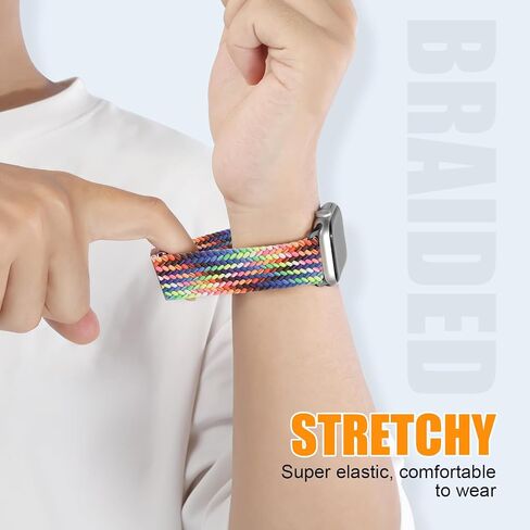 حلقة مغناطيسية مضفرة قابلة للتمدد - متوافقة مع سوار ساعة Apple 40 مم 41 مم 44 مم 45 مم iWatch Bands Ultra/2 49 مم 38 مم 42 مم للنساء والرجال، حزام نايلون منسوج مرن لسلسلة ساعات Apple 9 8 7 6 5 4 3 2 SE in Saudi Arabia