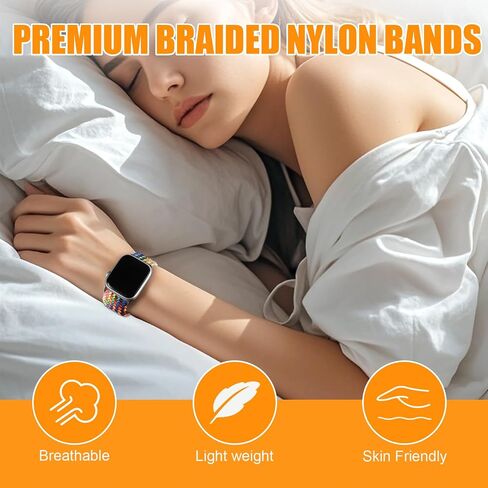 حلقة مغناطيسية مضفرة قابلة للتمدد - متوافقة مع سوار ساعة Apple 40 مم 41 مم 44 مم 45 مم iWatch Bands Ultra/2 49 مم 38 مم 42 مم للنساء والرجال، حزام نايلون منسوج مرن لسلسلة ساعات Apple 9 8 7 6 5 4 3 2 SE in Saudi Arabia