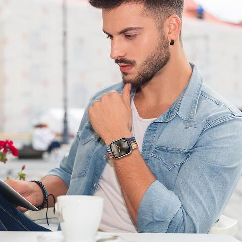 حلقة مغناطيسية مضفرة قابلة للتمدد - متوافقة مع سوار ساعة Apple 40 مم 41 مم 44 مم 45 مم iWatch Bands Ultra/2 49 مم 38 مم 42 مم للنساء والرجال، حزام نايلون منسوج مرن لسلسلة ساعات Apple 9 8 7 6 5 4 3 2 SE in Saudi Arabia