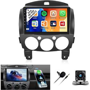 [3+32g] 8 Corer Android 13 Stereo للسيارة لـ Mazda 2 2007-2014 مع Carplay و Android Auto ، راديو سيارة شاشة تعمل باللمس 9 بوصة مع Bluetooth AM/FM/RDS HIFI DSP EQ WIFI GPS Dual USB+كاميرا احتياطية للنسخ الاحتياطي