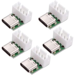 cablecc 5PCS Type-C Female DIY OEM Connector with PCBA 4pin USB2.0 Pinout Contact (Solder Wire Type)