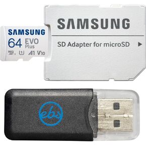 Samsung Evo Plus 64GB MicroSDXC Memory Card, Compatible with DJI Flip Drone and O4 Air Pro FPV (MB-MC64SA) Class 10 U3 A2 V30 Bundle with Everything But Stromboli Card Reader