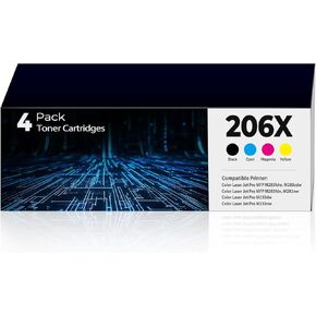 206X Toner Cartridges 4 Pack Compatible for MFP M283fdw M283cdw for HP 206X 206A 206 HP206X HP206A Toner Work for Color Laser Jet Pro MFP M283fdw M255dw MFP M283cdw MFP M283fdn MFP M282nw M255nw Ink