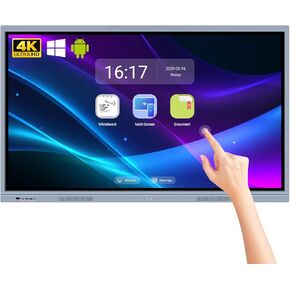 55" 4K UHD All-in-One Wall-Mounted Touch Screen Computer, Intel i5, Windows 10 Pro & Android 12, 4GB RAM + 256GB SSD, WiFi, Anti-Glare Display, HDMI/VGA/Bluetooth/USB, Perfect for Home
