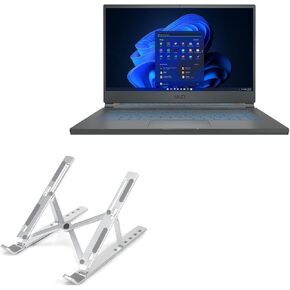 BoxWave Stand and Mount Compatible with MSI Stealth 15M (Intel 11th RTX 30) - Compact QuickSwitch Laptop Stand, Portable Multi Angle Viewing Foldable Riser - Metallic Silver