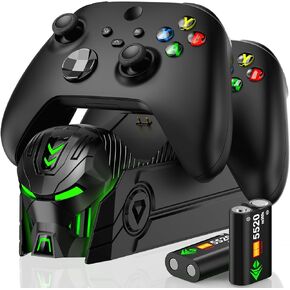 Rechargeable Controller Charger Station with 2X 5520mWh Battery Pack Compatible with Xbox Series X/S/Xbox One/One X/One S Elite, Controller Accessories Storage Kit with 4 Battery Cases
