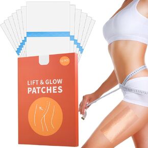 12 Pcs Hey-Nip Thigh Lifting Tape, Large Lift and Glow Patches Legs for Sagging Skin, Invisible Waterproof Adhesive Body Tape, Transparent Anti-Chafing Skin Lifting & Firming (4.8 x 7 Inch)