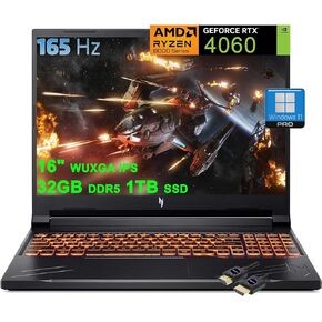 acer Nitro V 16 Gaming Laptop | 16" WUXGA IPS 165Hz | AMD Zen 4 8-Core Ryzen 7 8845HS (>i7-12700H) | 32GB DDR5 1TB SSD | GeForce RTX 4060 8GB | Backlit Win11Pro w/DLCA Accessory
