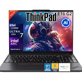 Lenovo ThinkPad E16 G2 16" AI Business Laptop, Intel Core Ultra 7 155U (>i7-13700H), 64GB DDR5 RAM, 2TB PCIe SSD, WUXGA (1920×1200) Display, Backlit KB, Fingerprint Reader, Win 11 Pro, w/WOWPC Bundle