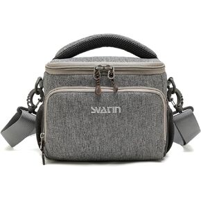 Camera Shoulder Bag,Small Gray Shockproof Canvas SLR/DSLR Mirrorless Crossbody Lens Case Purse,Compact Storage Messenger Bag for Sony A7,for Canon R Series(S)