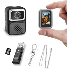 KOOMTOOM Keychain Camera,Mini Keychain Camcorder 1080P HD Viedo Recording,0.96'' Color Screen Small Vintage Camera with 32GB SD Card,Card Reader,2 Lanyards Gift for Kids (Black)