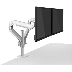 OL-2Z Desktop 17-32 Inch Dual Monitor Mounting Arm Full Motion Aluminum Monitor Stand Gas Spring Arm Load 2-8 kg/Arm(Silver Grey)