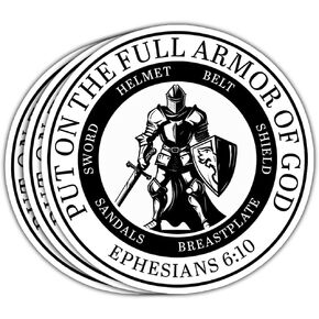(3in - 3Pcs) Put On The Full Armor of God Ephesians 6:10 Sticker Christian Catholic Bible Sticker Christian Gift Decoration Graphic Helmet Bumper