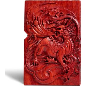 Natural Red Sandalwood Rosewood Carving Lighter，Replaceable for Zippo (Only Case), Compatible Insert Size 3.6cm * 1.2cm * 5cm (Flying Kylin)