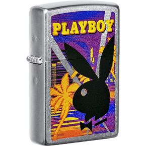Zippo Playboy Rabbit Head Palm Tree Design Street Chrome Pocket Lighter