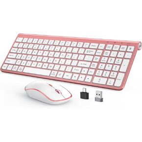 JOYACCESS Black Gold Wireless Keyboard Mouse,Ergonomic Cordless Keyboard with Phone Holder and Wrist Rest, Comfortable and Quiet Wireless Keyboard and Mouse for Laptop,Computer,PC