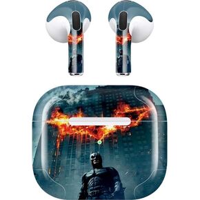 Skinit Skinit Audio Audio Skin متوافق مع Apple Airpods (3rd Gen ، 2021) - Warner Bros المرخص رسميًا تصميم شعار Fire Dark Knight