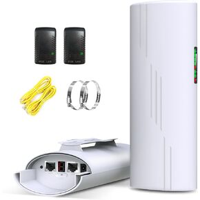 CPE820A جسر لاسلكي طويل المدى - 1.86 ميل (3 كم) في الهواء الطلق إلى نقطة إلى نقطة | 900 ميغابت في الثانية 5.8 جيجا هرتز للمزرعة ، الحظيرة ، الإنترنت الريفية | الإعداد المقاوم للعوامل الجوية وسهلة