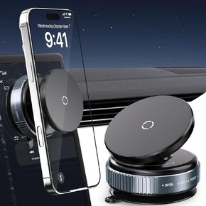 360 ° حامل هاتف مغناطيسي قابل للتدوير ، وهو عبارة عن هاتف سيارة شفط من كأس الشفط القابل للتعديل للسيارة للسيارة/الصالة الرياضية/السطح الأملس ، متوافق مع جهاز iPhone Android وجميع الهواتف الذكية
