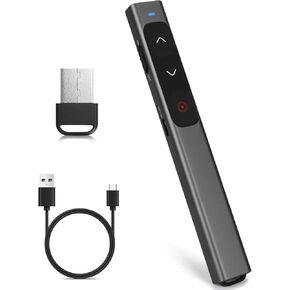 عروض العرض التقديمي مع الليزر الأحمر ، PowerPoint Clicker للتحكم عن بُعد في العرض التقديمي ، فارس العرض اللاسلكي لمسافات طويلة ، مؤشر ليزر قابل لإعادة الشحن من النوع C (منفذ رمادي/أحمر/USB)