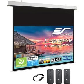 Elite Screens Evanesce 126" Motorized Projector Screen, 16:9 Recessed In-Ceiling Motorized, Matte White Fiberglass-Reinforced Surface, Home Theater & Office, Installation Kit Included, IHOME126HW3-E20