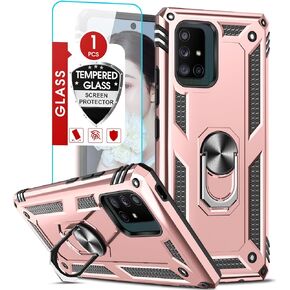 LeYi for Samsung Galaxy A71 5G Phone Case, Samsung A71 Case with Tempered Glass Screen Protectors, Heavy Duty Dual Layer Shockproof Ring Holder Stand Covers Funda para for Android A71 5G, Blue in Saudi Arabia