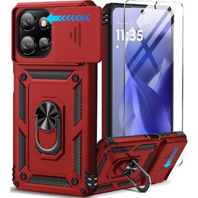 Taisairu for Motorola Moto G Power 2025 Case with Screen Protector & Slide Camera Lens Cover, Built-in Ring Stand Protective Cover for Motorola Moto G Power 5G 2025 Case (Blue)