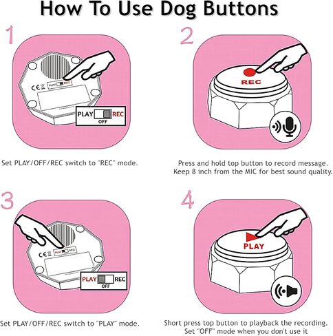 RIBOSY Dog Buttons for Communication with 50 DIY Stickers, 7 in 1 Voice Recording Button, Talking Buttons for Dog Training & Behavior Aids, Train Your Dog to Voice What They Want (Battery Included) in Saudi Arabia