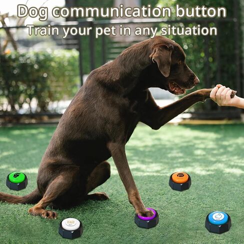 RIBOSY Dog Buttons for Communication with 50 DIY Stickers, 7 in 1 Voice Recording Button, Talking Buttons for Dog Training & Behavior Aids, Train Your Dog to Voice What They Want (Battery Included) in Saudi Arabia