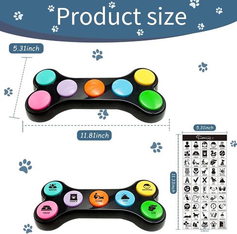 RIBOSY Dog Buttons for Communication with 50 DIY Stickers, 7 in 1 Voice Recording Button, Talking Buttons for Dog Training & Behavior Aids, Train Your Dog to Voice What They Want (Battery Included) in Saudi Arabia