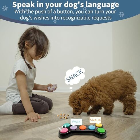 RIBOSY Dog Buttons for Communication with 50 DIY Stickers, 7 in 1 Voice Recording Button, Talking Buttons for Dog Training & Behavior Aids, Train Your Dog to Voice What They Want (Battery Included) in Saudi Arabia