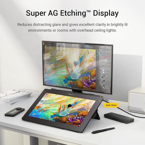 عرض Xencelabs Pen Display 16 حزمة مع مفاتيح سريعة ، 16 بوصة رسم محمول مع شاشة عرض تصميم رسومات مع شاشة مع أقلان من البطارية للفوز/الذراع/MacOS/Linux ، أسود in Kuwait