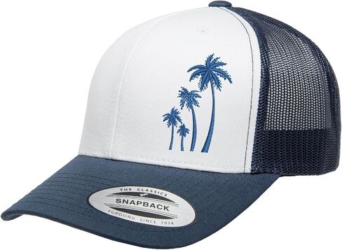 Embroidered Outdoor Four Palm Tree Silhouette Trucker Hat Mesh Back Baseball Hat for Men and Women in Saudi Arabia