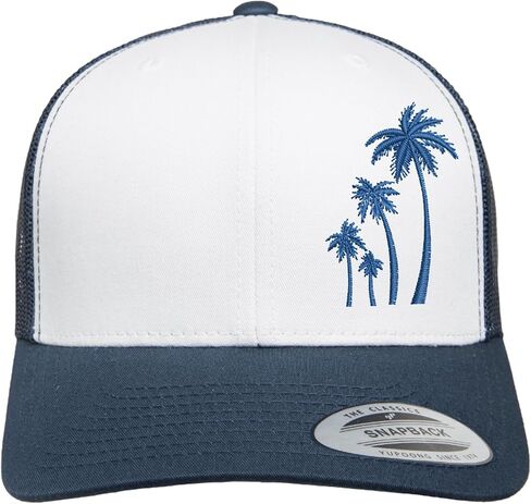 Embroidered Outdoor Four Palm Tree Silhouette Trucker Hat Mesh Back Baseball Hat for Men and Women in Saudi Arabia