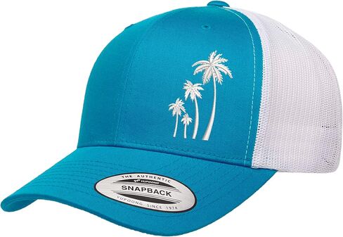Embroidered Outdoor Four Palm Tree Silhouette Trucker Hat Mesh Back Baseball Hat for Men and Women in Saudi Arabia