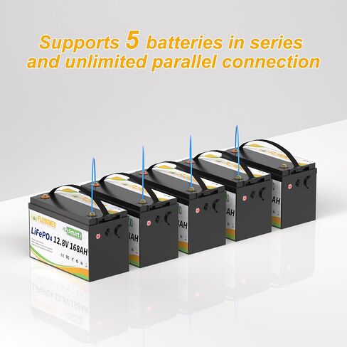 FLLYROWER Lithium Battery 12V 168AH With Smart BMS and 17000 Deep Cycles Lifepo4 Battery Grade A Cells for Marine Trolling Motor RV camping Solar Golf Cart Off-Grid in Saudi Arabia