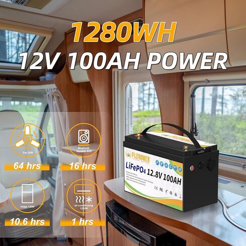 FLLYROWER Lithium Battery 12V 168AH With Smart BMS and 17000 Deep Cycles Lifepo4 Battery Grade A Cells for Marine Trolling Motor RV camping Solar Golf Cart Off-Grid in Kuwait