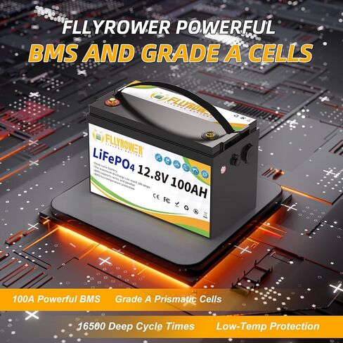 FLLYROWER Lithium Battery 12V 168AH With Smart BMS and 17000 Deep Cycles Lifepo4 Battery Grade A Cells for Marine Trolling Motor RV camping Solar Golf Cart Off-Grid in Kuwait