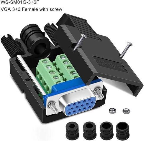 1PC VGA 3+9 موصل Solderless 15pin 3+6 اندلاع طرفي المفصل الخالي من اللحام DB15 3 صف من الذكور مراقبة الكمبيوتر مراقبة (3 6 أنثى المسمار) in Kuwait