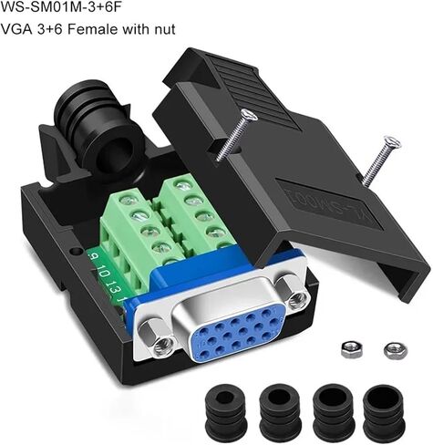 1PC VGA 3+9 موصل Solderless 15pin 3+6 اندلاع طرفي المفصل الخالي من اللحام DB15 3 صف من الذكور مراقبة الكمبيوتر مراقبة (3 6 أنثى المسمار) in Kuwait