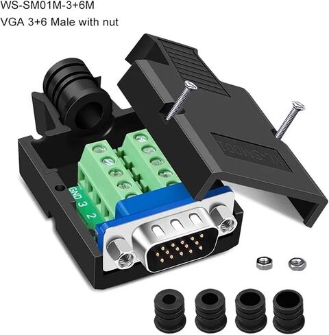 1PC VGA 3+9 موصل Solderless 15pin 3+6 اندلاع طرفي المفصل الخالي من اللحام DB15 3 صف من الذكور مراقبة الكمبيوتر مراقبة (3 6 أنثى المسمار) in Kuwait