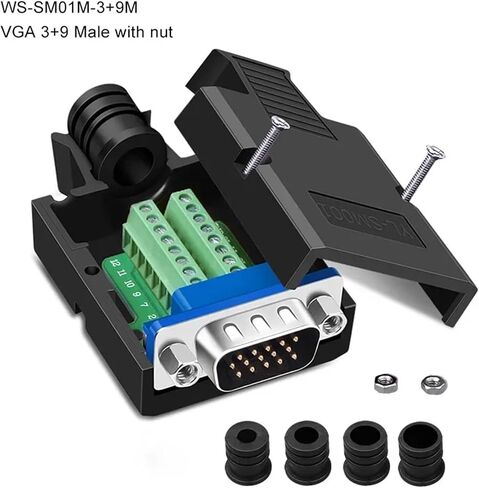 1PC VGA 3+9 موصل Solderless 15pin 3+6 اندلاع طرفي المفصل الخالي من اللحام DB15 3 صف من الذكور مراقبة الكمبيوتر مراقبة (3 6 أنثى المسمار) in Kuwait