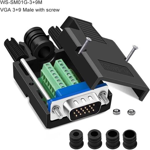 1PC VGA 3+9 موصل Solderless 15pin 3+6 اندلاع طرفي المفصل الخالي من اللحام DB15 3 صف من الذكور مراقبة الكمبيوتر مراقبة (3 6 أنثى المسمار) in Kuwait