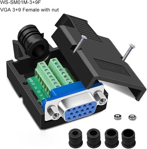 1PC VGA 3+9 موصل Solderless 15pin 3+6 اندلاع طرفي المفصل الخالي من اللحام DB15 3 صف من الذكور مراقبة الكمبيوتر مراقبة (3 6 أنثى المسمار) in Kuwait