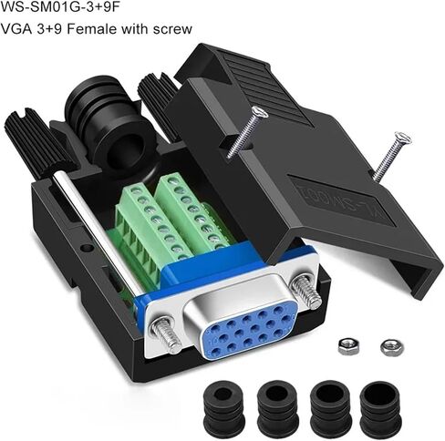 1PC VGA 3+9 موصل Solderless 15pin 3+6 اندلاع طرفي المفصل الخالي من اللحام DB15 3 صف من الذكور مراقبة الكمبيوتر مراقبة (3 6 أنثى المسمار) in Kuwait